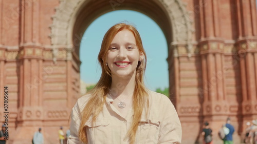 Photography Portrait of joyful girl smiling outdoor