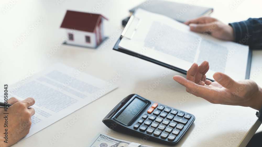 Concept of Property, Real estate agent with customer rent or buy house with contract. Concept of Property, Real estate agent with customer rent or buy house with contract.