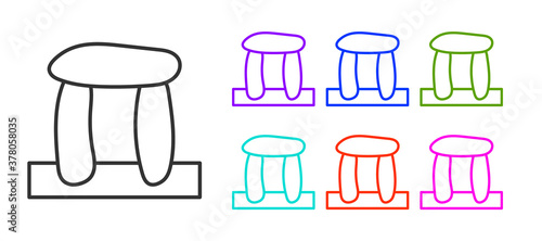 Black line Stonehenge icon isolated on white background. Set icons colorful. Vector.