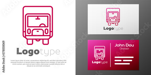 Logotype line Delivery cargo truck vehicle icon isolated on white background. Logo design template element. Vector.