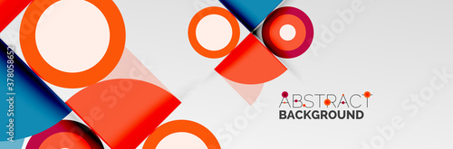 Free Download Bright color circles, abstract round shapes and triangles composition with shadow effects. Vector modern geometric design template - GFXLoad