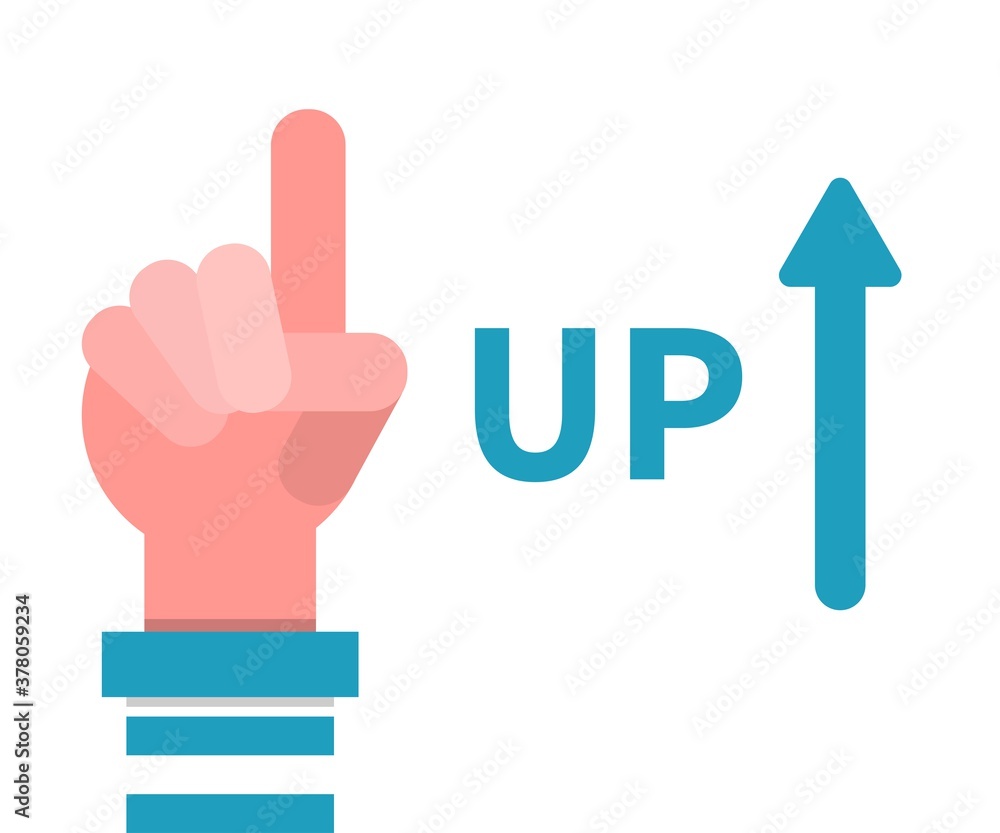 Up Hand Sign . Flat Cartoon Hands Concept. Vector Design Illustration. Up Hand Sign . Flat Cartoon Hands Concept. Vector Design Illustration.