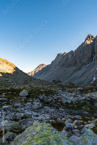 Highest part of Velka Studena dolina valley bellow Prielom saddle in Vysoke Tatry mountains in Slovakia