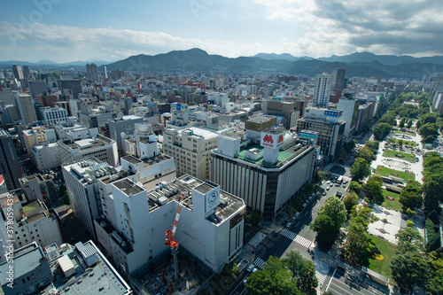 Canvas Print Sapporo, Hokkaido: A panoramic view of Odori Park and the city skyline in early summer