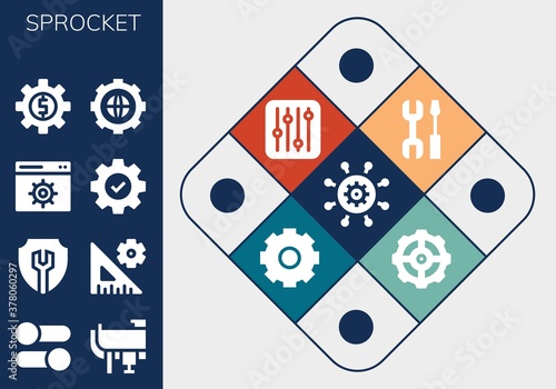 Modern Simple Set of sprocket Vector filled Icons