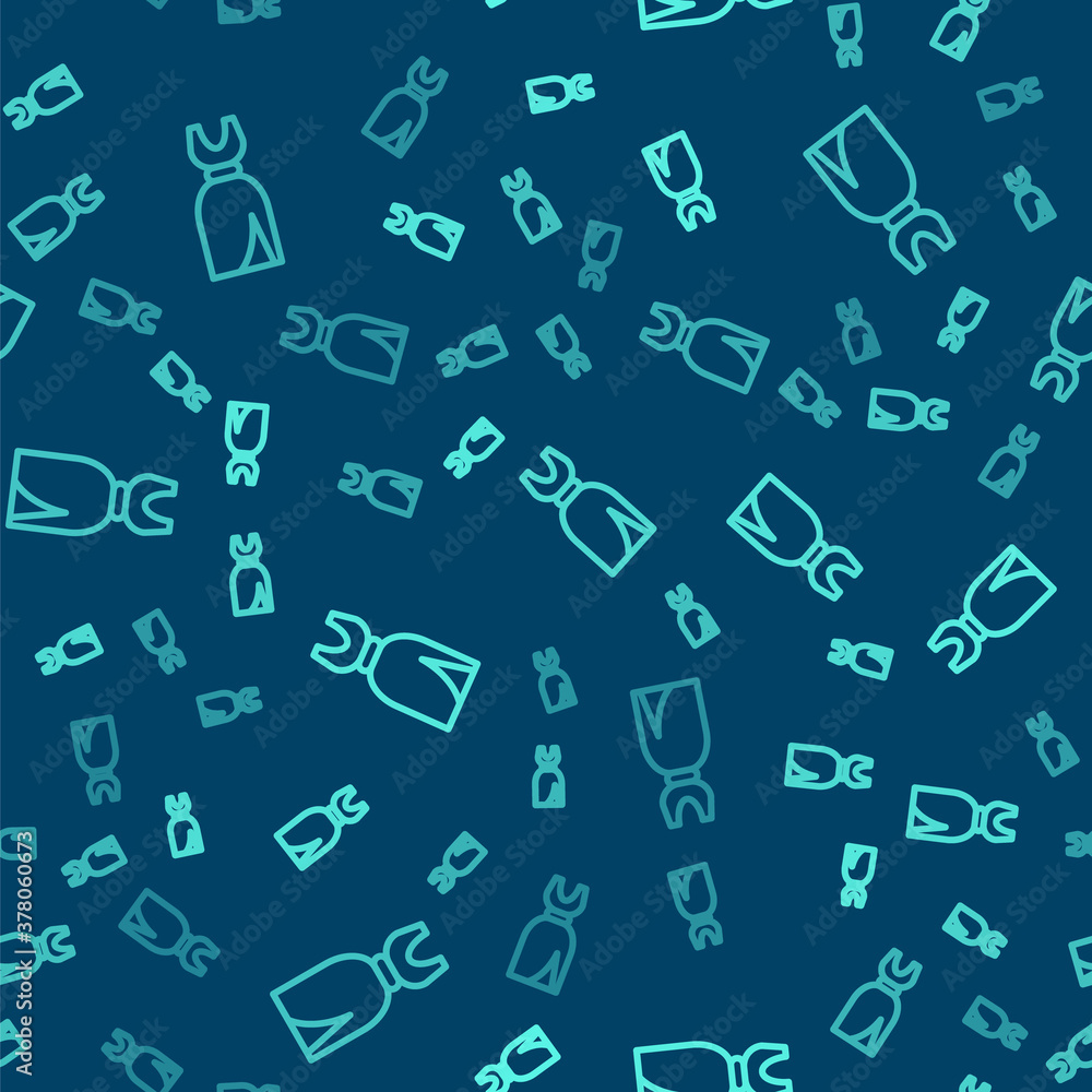 Green line Woman dress icon isolated seamless pattern on blue background. Clothes sign. Vector. Green line Woman dress icon isolated seamless pattern on blue background. Clothes sign. Vector.