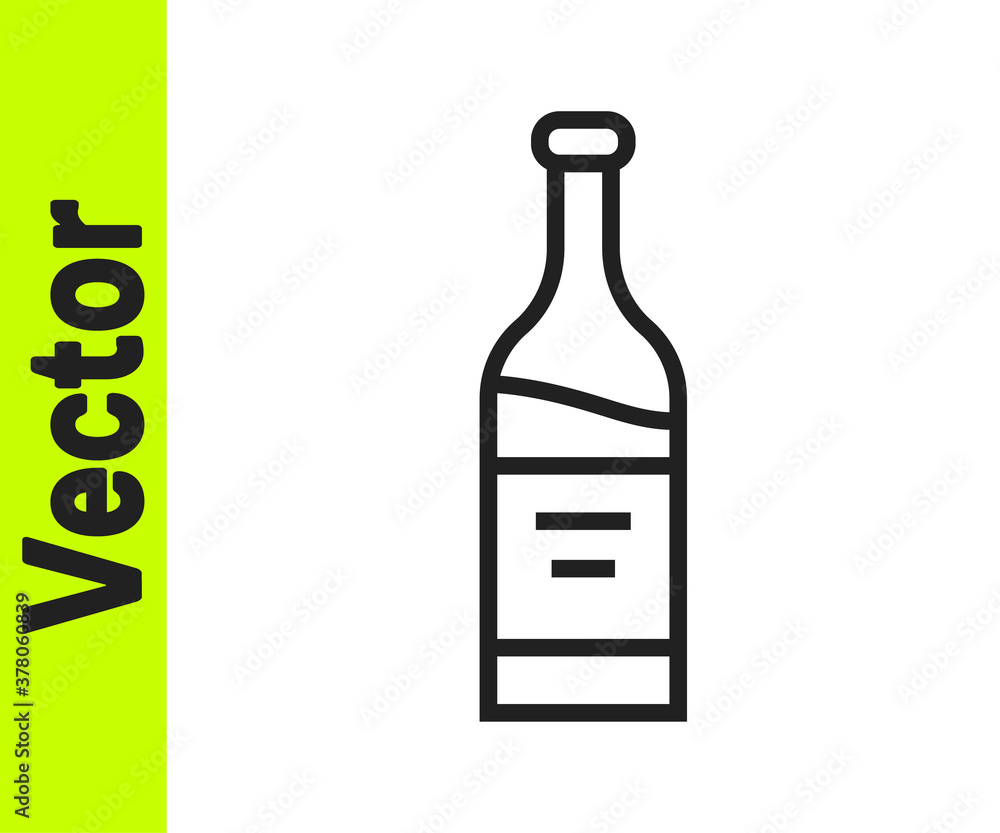 Black line Bottle of wine icon isolated on white background. Vector. Black line Bottle of wine icon isolated on white background. Vector.