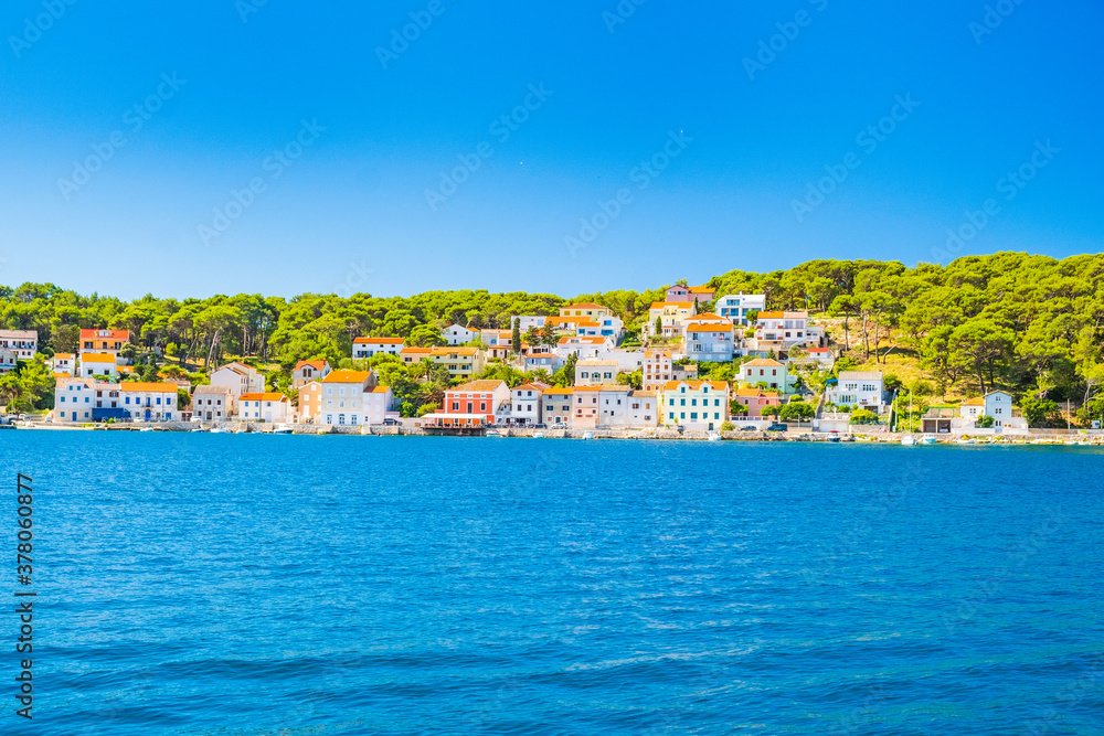 Town of Mali Losinj on the island of Losinj, Adriatic coast in Croatia, touristic destination, sunny summer day