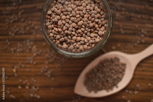 organic lentil vegetable in pot