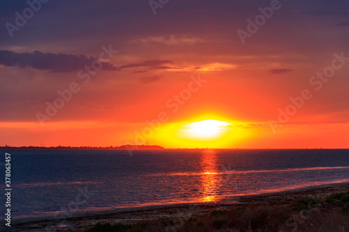 Beautiful sunset over the Black sea in Ukraine