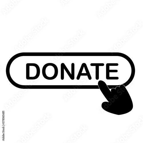 cursor click to the donate button on white background. hand push on donate button. concept of beneficence sign.