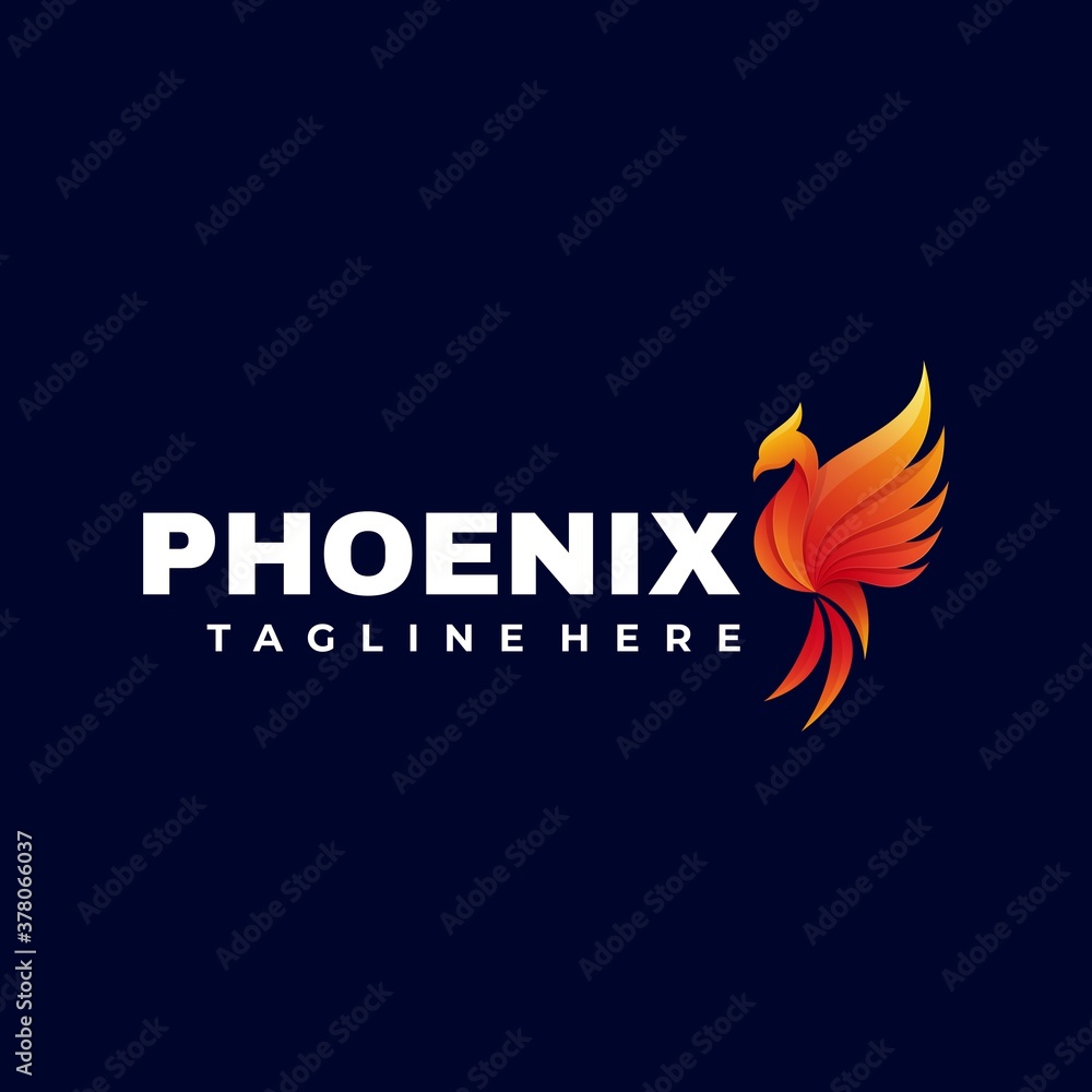 Vector Logo Illustration Phoenix Gradient Colorful Style.