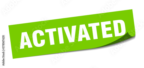 activated sticker. square isolated label sign. peeler