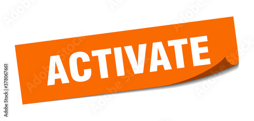 activate sticker. square isolated label sign. peeler