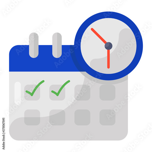 
Event calendar icon style, clock with year planner 
