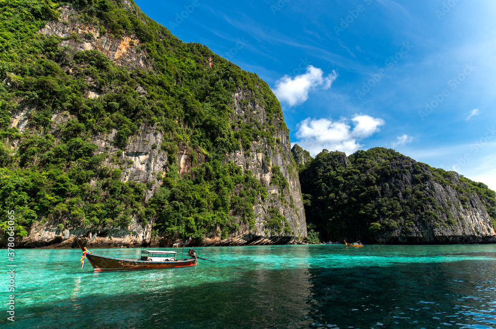 Beautiful clear water at Pileh bay at Phi Phi island Krabi Province, Thailand.