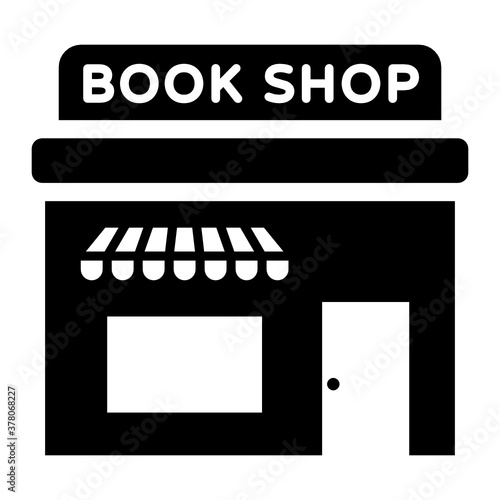 
Books shop vector, icon of public library 
