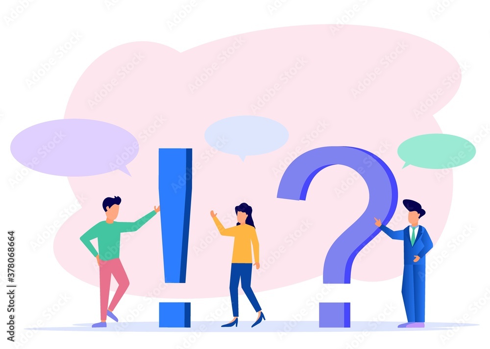 Illustration vector graphic cartoon character of questions and answers business Illustration vector graphic cartoon character of questions and answers business