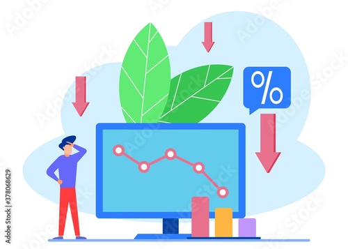 Illustration vector graphic cartoon character of economic downturn