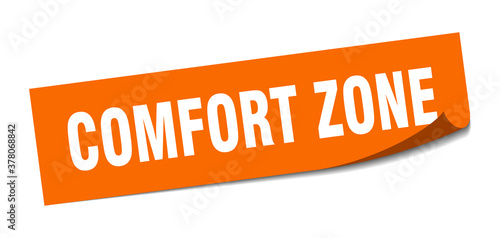comfort zone sticker. square isolated label sign. peeler