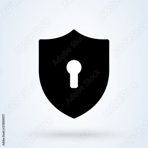 Security Shield sign icon or logo. Cyber security and network protection concept. Lock security vector illustration.