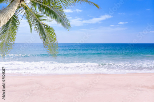 White beach and blue sea Summer background for product placement. © satit