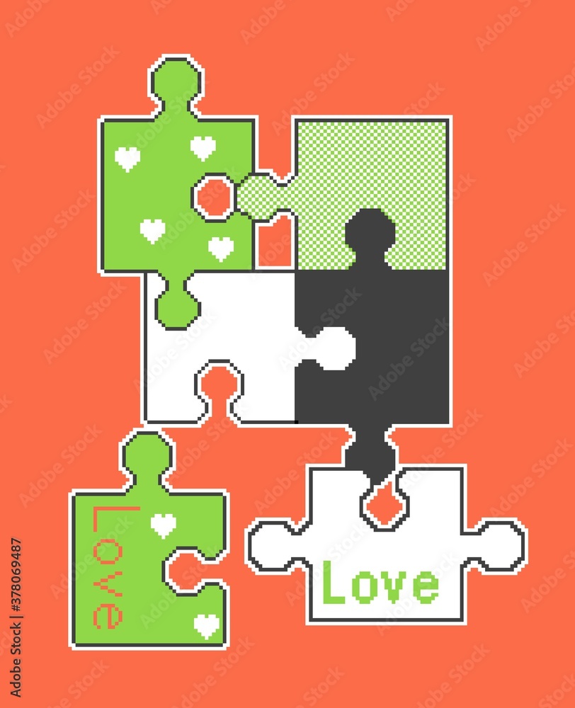 puzzles in autumn colors.The pixelated pattern puzzles in autumn colors.The pixelated pattern