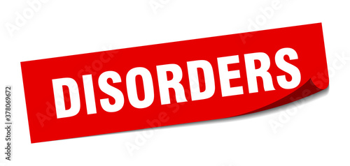 disorders sticker. square isolated label sign. peeler