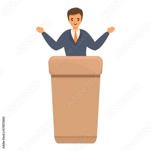 Agitation politician icon. Cartoon of agitation politician vector icon for web design isolated on white background