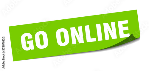 go online sticker. square isolated label sign. peeler