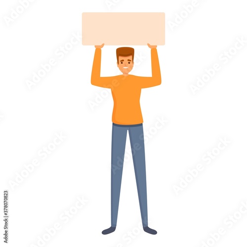 Boy agitation banner icon. Cartoon of boy agitation banner vector icon for web design isolated on white background