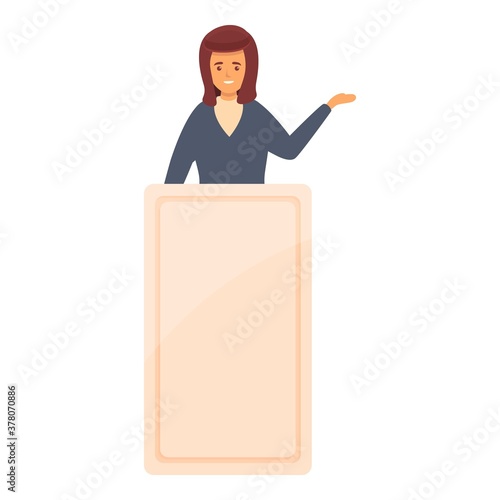 Woman vote agitation icon. Cartoon of woman vote agitation vector icon for web design isolated on white background