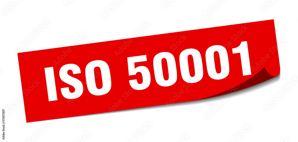 iso 50001 sticker. square isolated label sign. peeler iso 50001 sticker. square isolated label sign. peeler