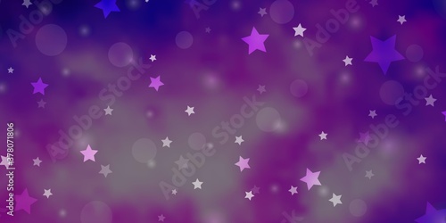 Light Purple, Pink vector pattern with circles, stars. Colorful illustration with gradient dots, stars. Template for business cards, websites.