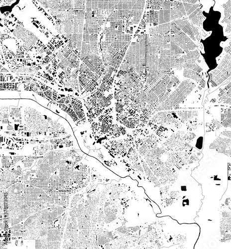 map of the city of Dallas, Texas, USA