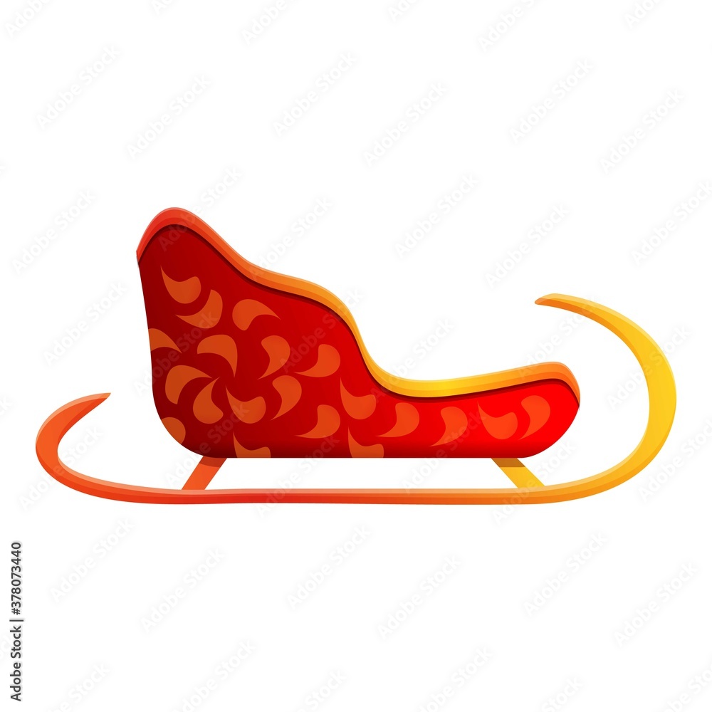 Christmas gift sleigh icon. Cartoon of christmas gift sleigh vector icon for web design isolated on white background Christmas gift sleigh icon. Cartoon of christmas gift sleigh vector icon for web design isolated on white background