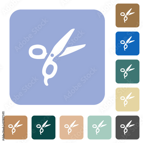 Barber scissors rounded square flat icons photo