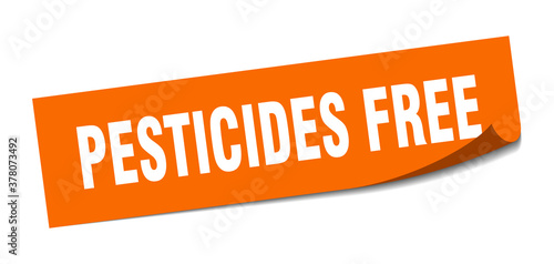 pesticides free sticker. square isolated label sign. peeler