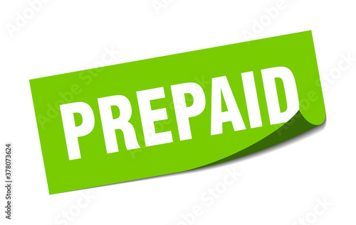 prepaid sticker. square isolated label sign. peeler
