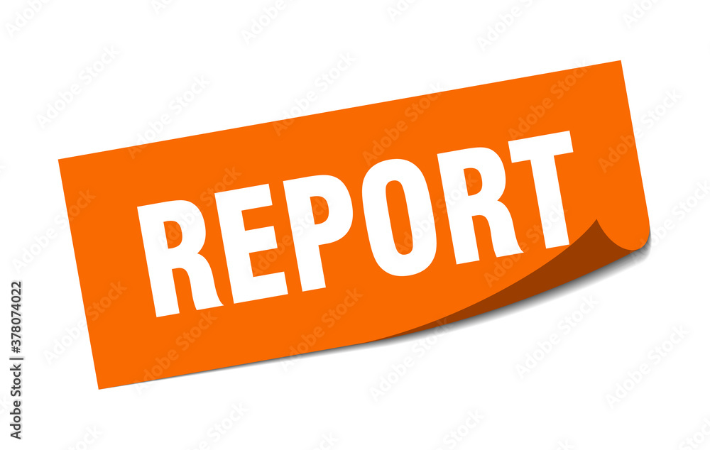 report sticker. square isolated label sign. peeler report sticker. square isolated label sign. peeler