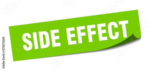 side effect sticker. square isolated label sign. peeler