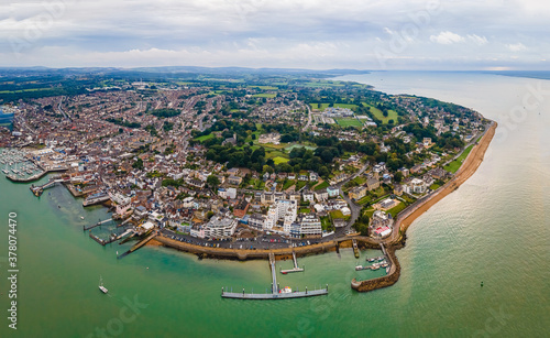 Canvas Print Aerial panorama of Cowes at isle of WIght