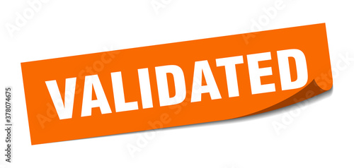 validated sticker. square isolated label sign. peeler