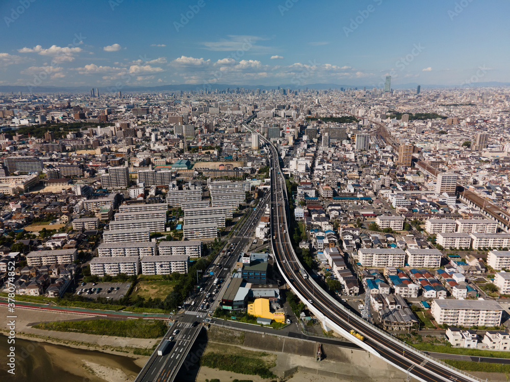 Fototapeta premium Aerial view of Sakai, Osaka.