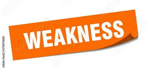 weakness sticker. square isolated label sign. peeler