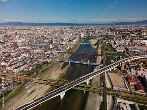 Obraz na plátně Aerial view of Sakai, Osaka.