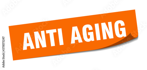 anti aging sticker. square isolated label sign. peeler
