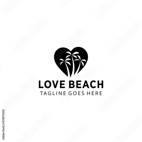 Creative illustration beauty love beach modern minimalist logo design Vector