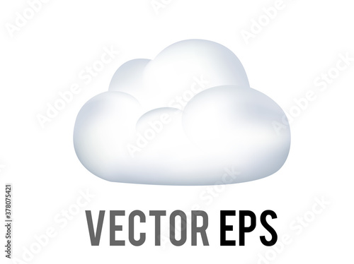 Vector white fluffy cumulus cloud, cloudy, overcast day emoji icon