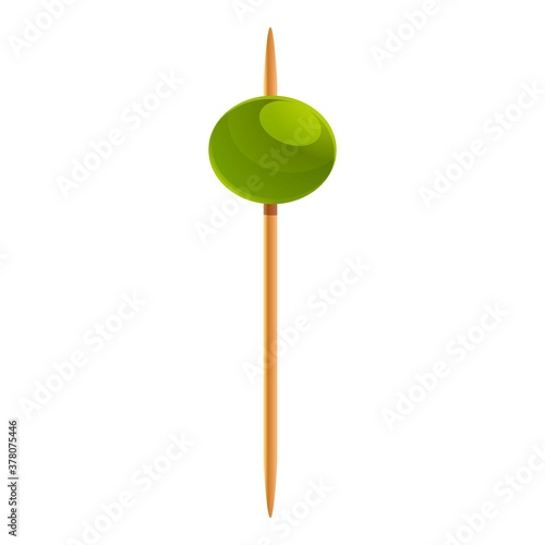 Restaurant olive toothpick icon. Cartoon of restaurant olive toothpick vector icon for web design isolated on white background